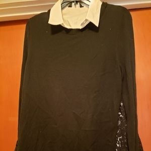 Simply Vera white collared top with black sweater